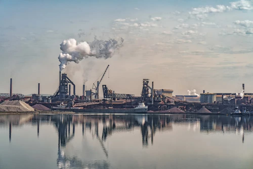 Un site industriel qui se reflète dans l’eau